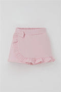 Girls' Short Skirt with Bow Accessory, Ruffles, Pink (Ages 3-8)