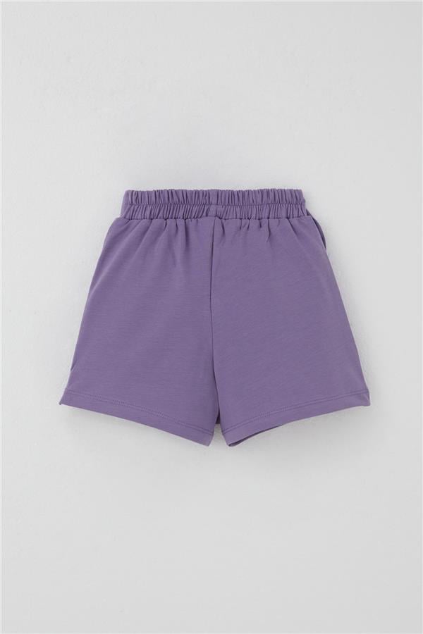 Girls' Short Skirt with Bow Accessory and Ruffles, Lilac (Ages 3-8)