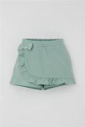 Girls' Short Skirt with Bow Accessory, Ruffles, Aqua Green (Ages 3-8)