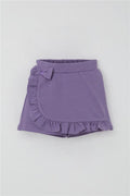 Girls' Short Skirt with Bow Accessory and Ruffles, Lilac (Ages 3-8)