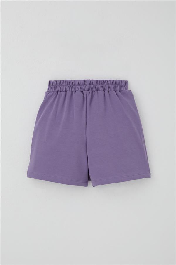Girls' Short Skirt with Bow Accessory and Ruffles, Lilac (Ages 6-10)