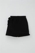 Girls' Short Skirt with Bow Accessory and Ruffles, Black (Ages 6-10)