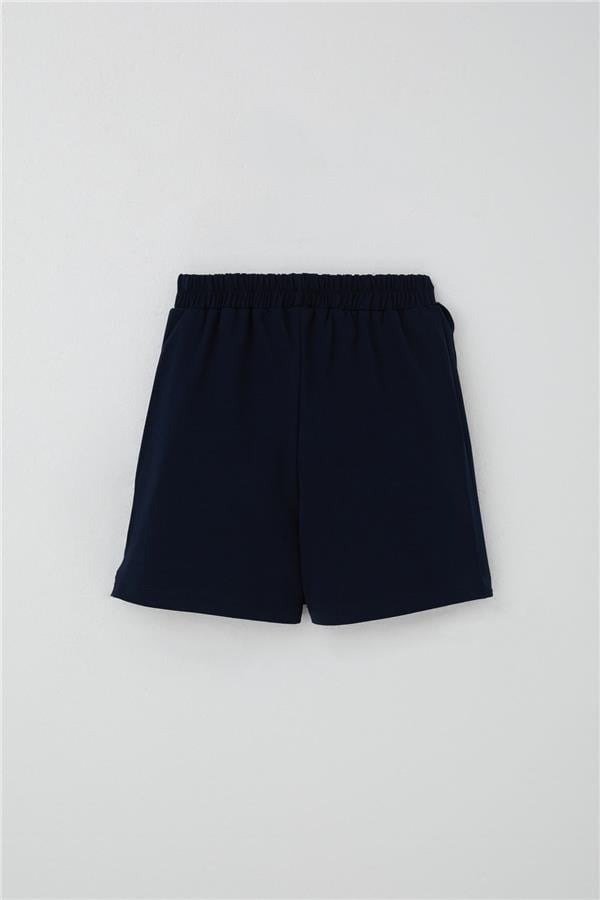 Girls' Short Skirt with Bow Accessory and Ruffles, Navy Blue (Ages 6-10)