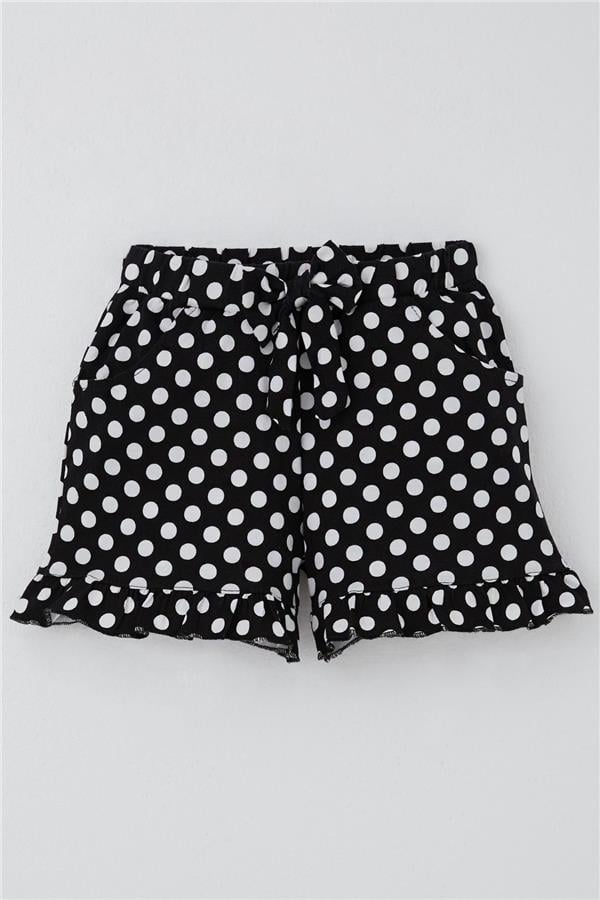 Girls' Shorts Set, Polka Dot, Bow and Ruffles, White (Ages 4-8)