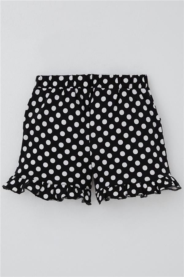 Girls' Shorts Set, Polka Dot, Bow and Ruffles, White (Ages 4-8)
