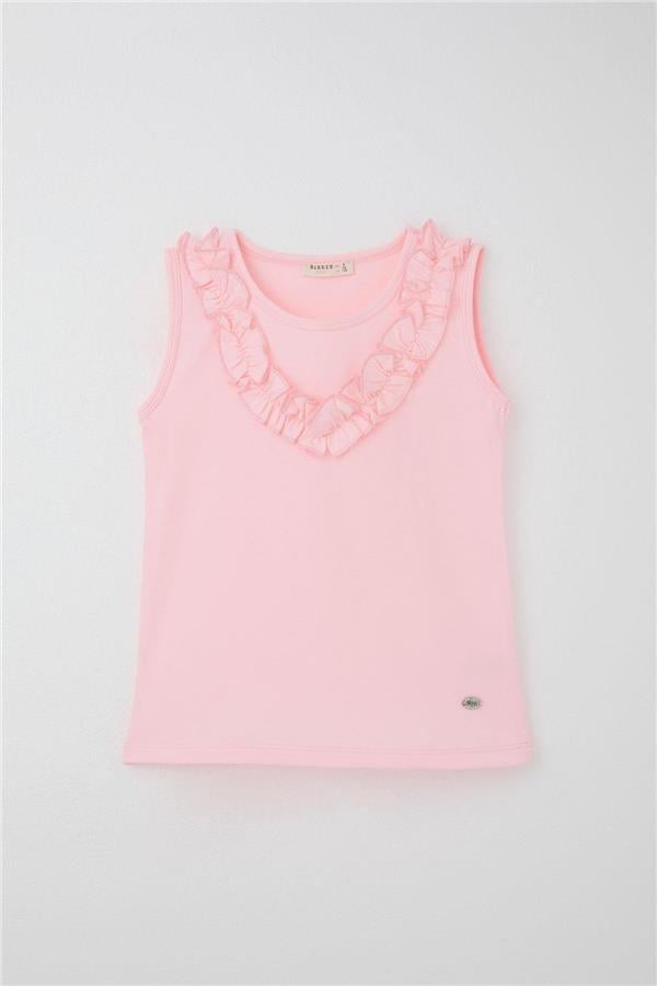 Girls' Shorts Set in Neon Pink with Polka Dot, Bow and Ruffles (Ages 4-8)