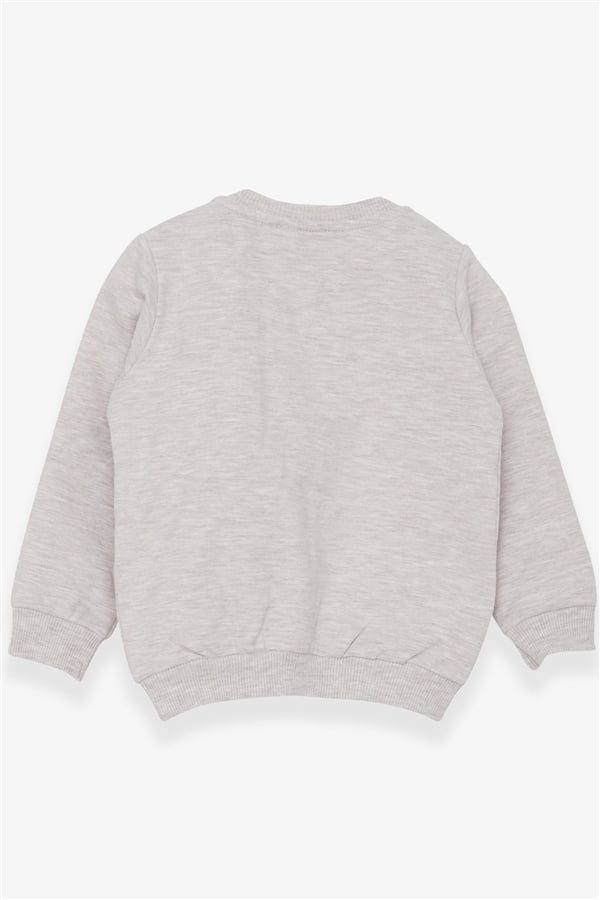 Girls' Sweatshirt with Teddy Bear Accessory, Beige Melange (1.5-4 Years)