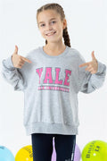Girls' Printed Sweatshirt Grey Melange (Ages 8-14)