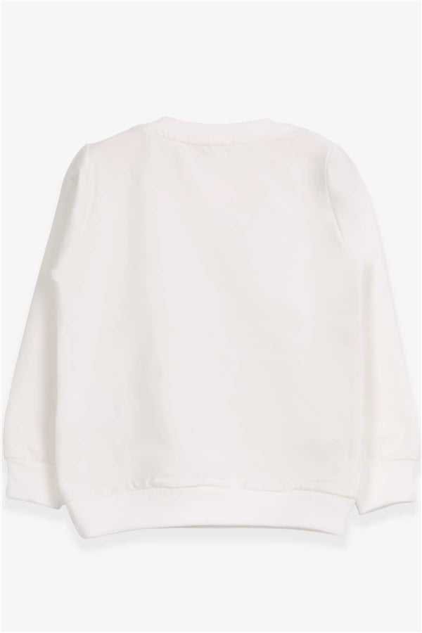 Baby Girl Sweatshirt with Sequined Unicorn Print, Ecru (2 Years)