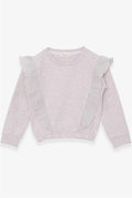 Girls' Sweatshirt with Elastic Waist, Beige Melange (Ages 4-8)