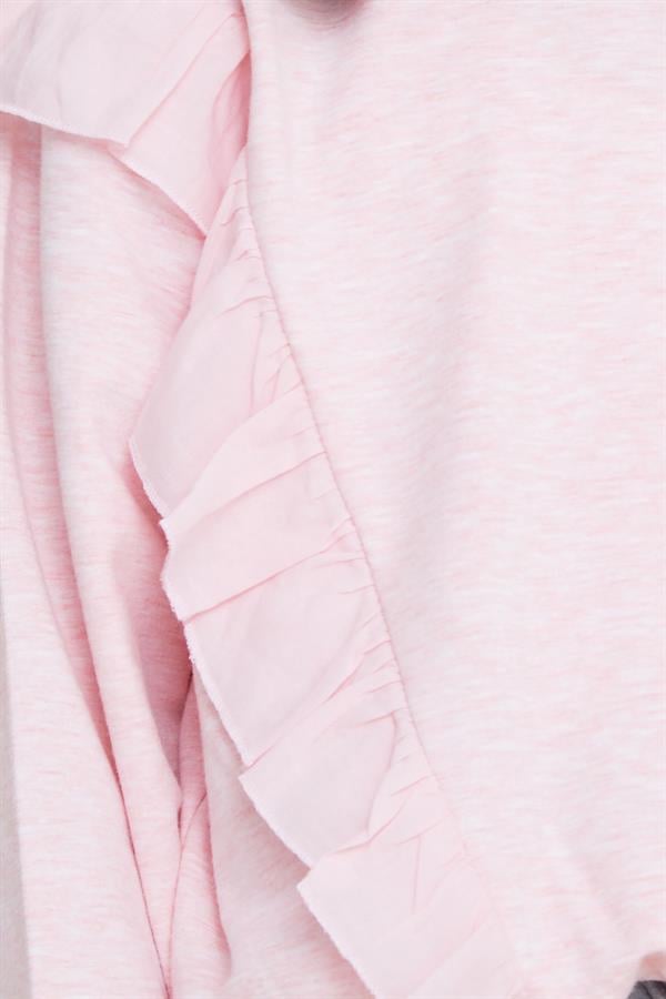 Girls' Sweatshirt with Elastic Waist, Salmon Melange (Ages 4-5)