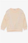 Girls' Lace Sweatshirt, Cream (1.5-4 Years)