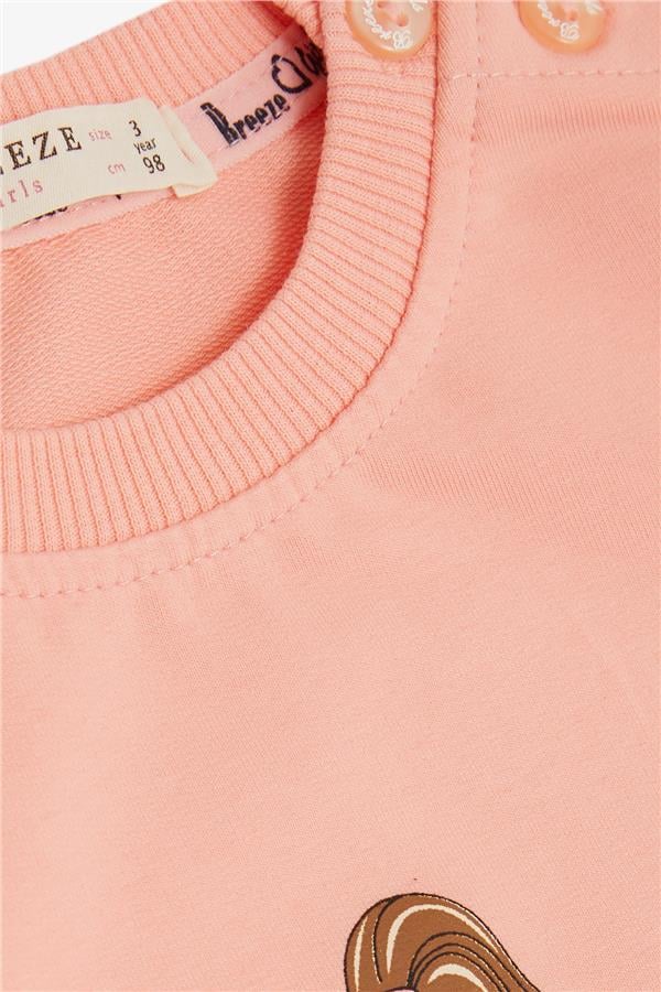 Girls' Sweatshirt with Cool Girl Print, Salmon Design (1.5-3 Years)