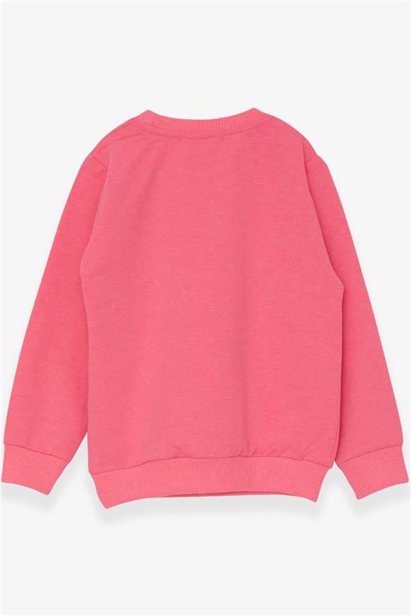 Girls' Sweatshirt with Heart Print Neon Pink (2-3 Years)