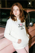 Girls' Sweatshirt, Quilted Pattern, Kangaroo Pocket, Ecru (Ages 8-14)