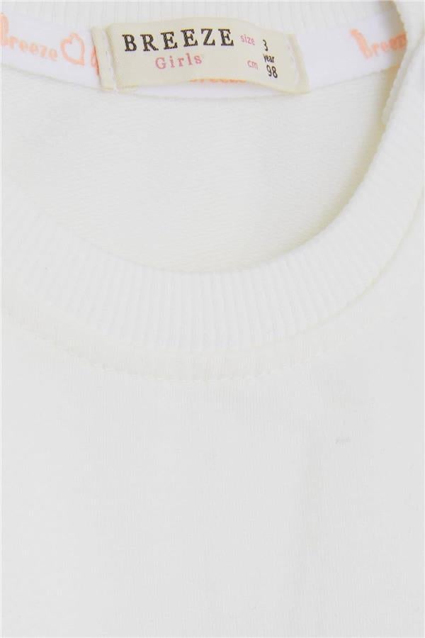 Girls' Sweatshirt with Girl Print, Off-White (1.5-3 Years)