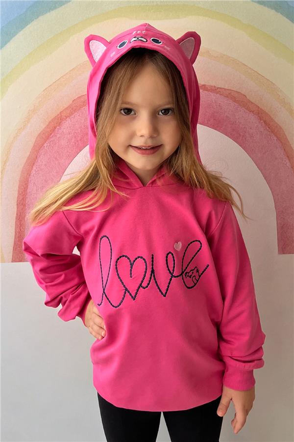 Baby Girl Sweatshirt with Embroidered Text Print, Pink (2 Years)