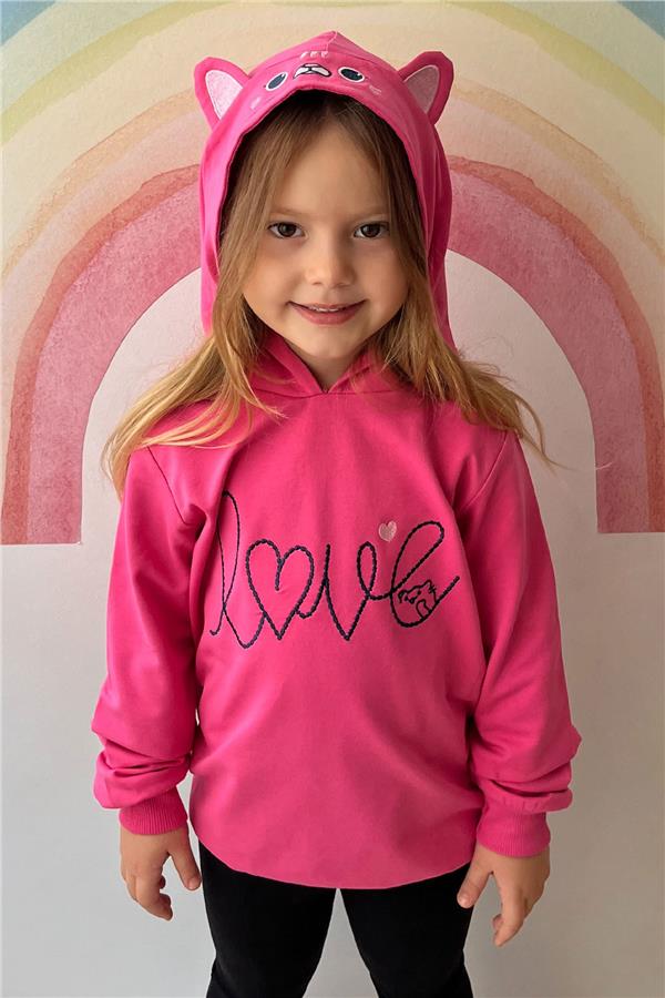 Baby Girl Sweatshirt with Embroidered Text Print, Pink (2 Years)