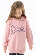 Girls' Sweatshirt with Embroidered Text Print, Powder Pink (Ages 2-5)