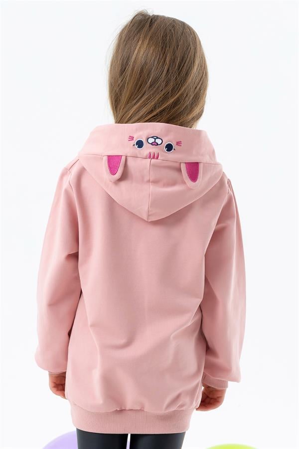 Girls' Sweatshirt with Embroidered Text Print, Powder Pink (Ages 2-5)