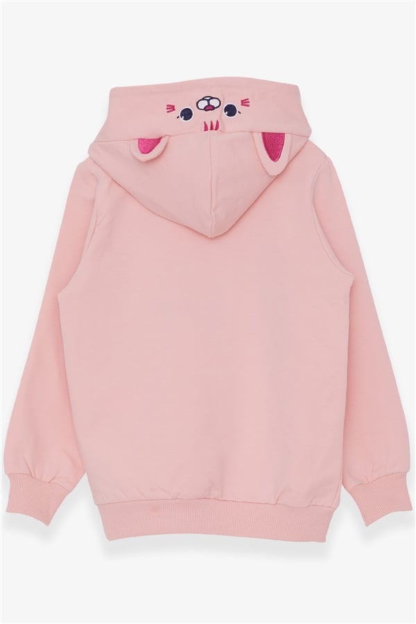 Girls' Sweatshirt with Embroidered Text Print, Powder Pink (Ages 2-5)