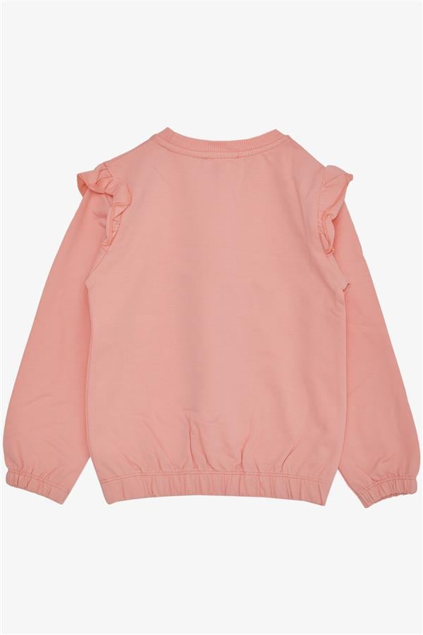 Baby Girl Sweatshirt with Sequins, Teddy Bear Accessory, Glittery Text Print, Salmon (1.5-2 Years)