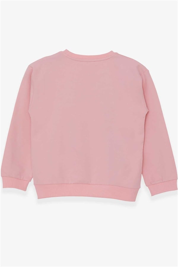 Girls' Sweatshirt with Sequin Print, Powder Pink (Ages 9-14)
