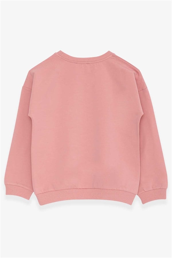 Girls' Sweatshirt with Sequins and Text Print, Rose Pink (Ages 4-5)