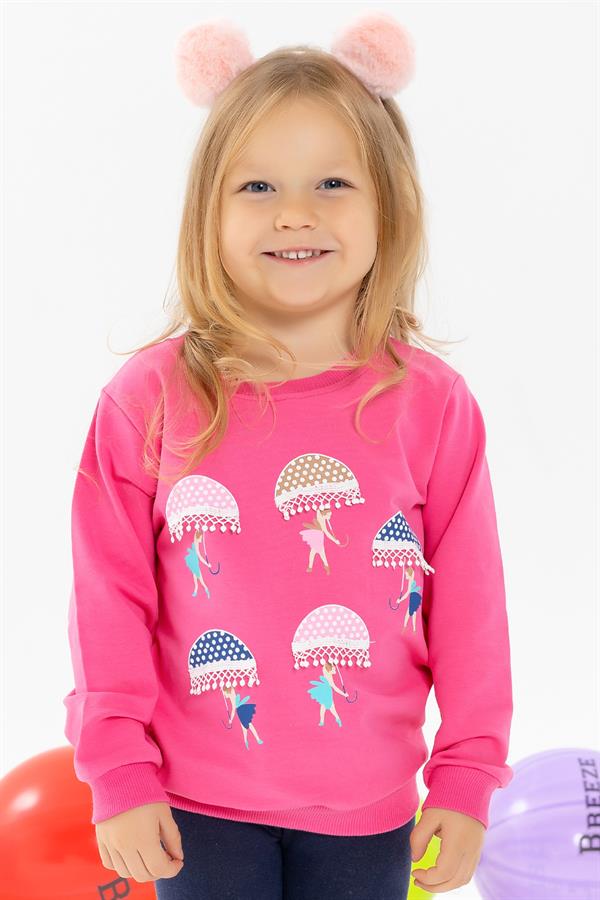 Baby Girl Sweatshirt with Umbrella Print, Pink (1.5-2 Years)