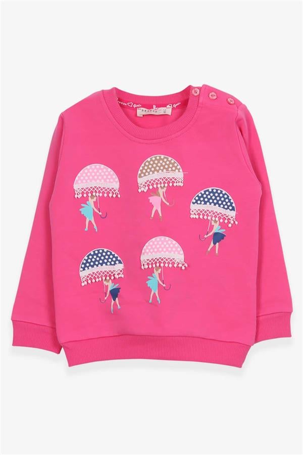 Baby Girl Sweatshirt with Umbrella Print, Pink (1.5-2 Years)