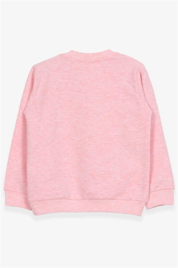 Girls' Sweatshirt with Girl Holding Umbrella Print, Salmon Melange (1.5-4 Years)