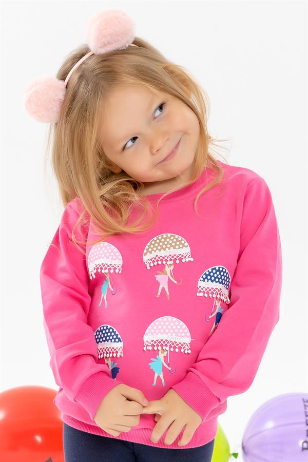 Baby Girl Sweatshirt with Umbrella Print, Pink (1.5-2 Years)