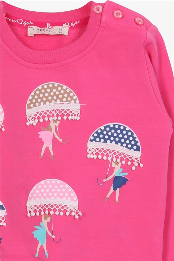Baby Girl Sweatshirt with Umbrella Print, Pink (1.5-2 Years)
