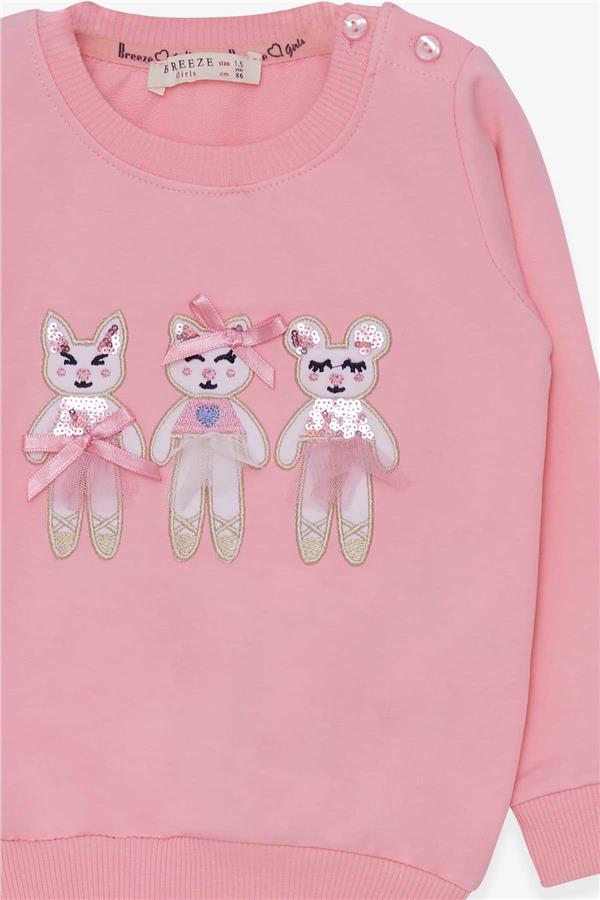 Baby Girl Sweatshirt with Cute Animal Print, Powder Pink (1.5 Years)