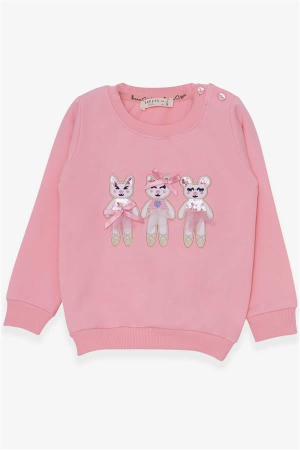 Baby Girl Sweatshirt with Cute Animal Print, Powder Pink (1.5 Years)