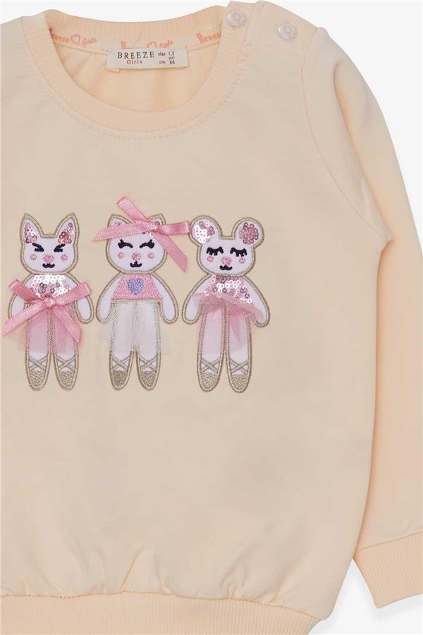 Girls' Sweatshirt with Cute Animal Print, Cream (1.5-5 Years)
