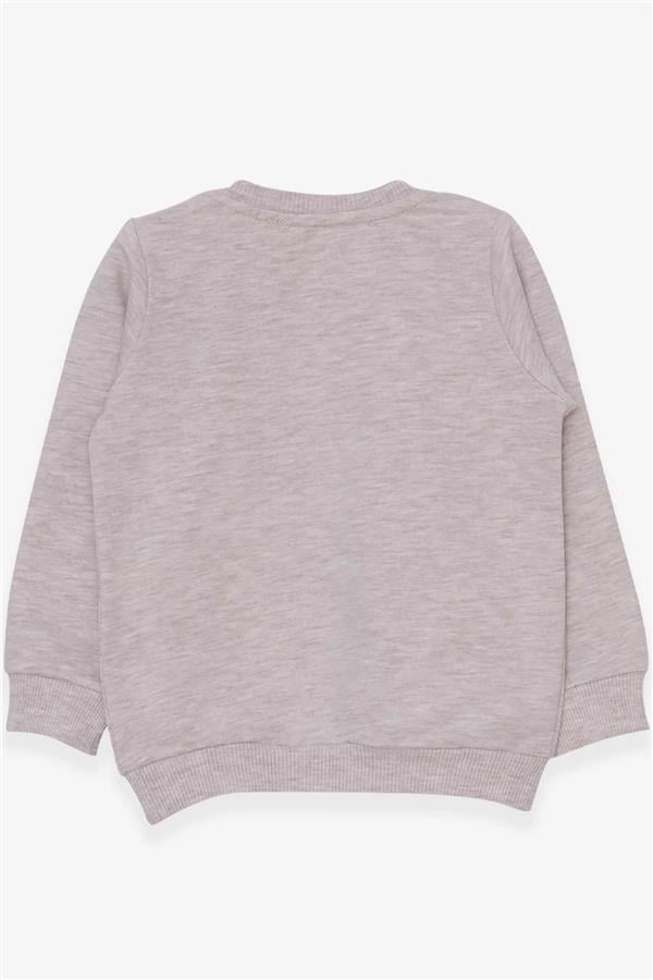 Baby Girl Sweatshirt with Cute Animal Print, Beige Melange (1.5-2 Years)