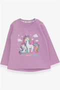Baby Girl Sweatshirt with Cute Unicorn Print, Purple (1-2 Years)