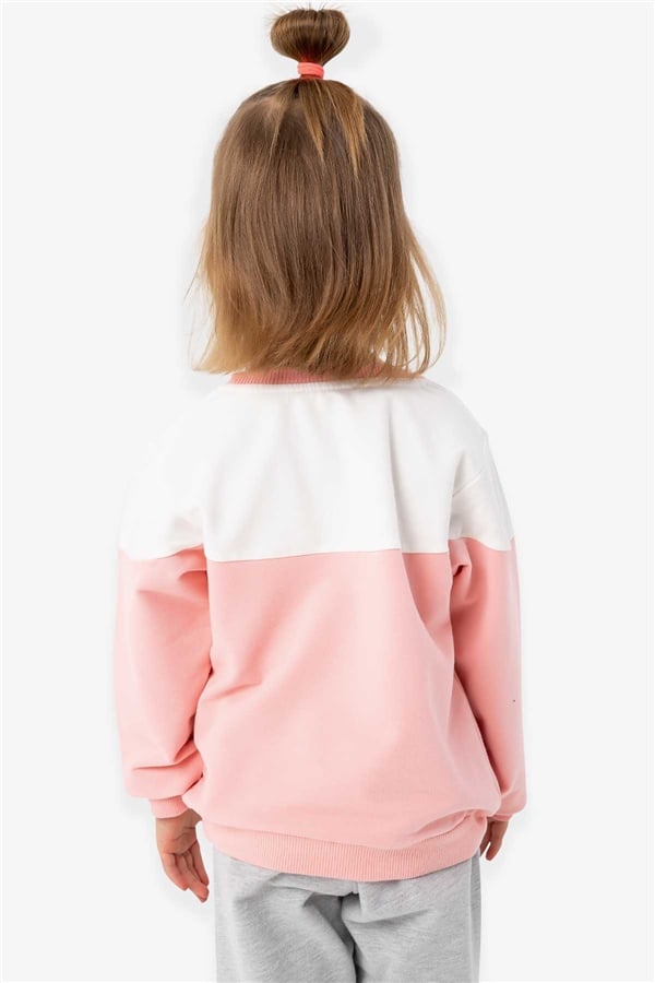 Baby Girl Sweatshirt with Rabbit Embroidery, Salmon Color (1-1.5 Years)
