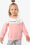 Baby Girl Sweatshirt with Rabbit Embroidery, Salmon Color (1-1.5 Years)