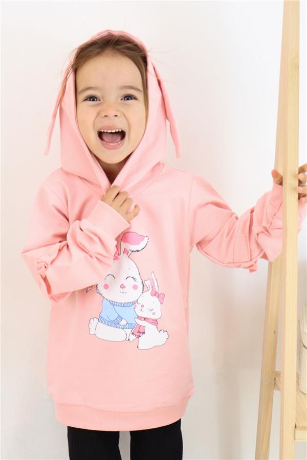 Baby Girl Sweatshirt with Bunny Print, Pink (1.5-2 Years)