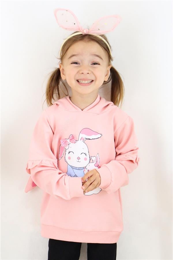 Baby Girl Sweatshirt with Bunny Print, Pink (1.5-2 Years)