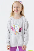Baby Girl Sweatshirt Unicorn Print Grey Melange (2 Years)