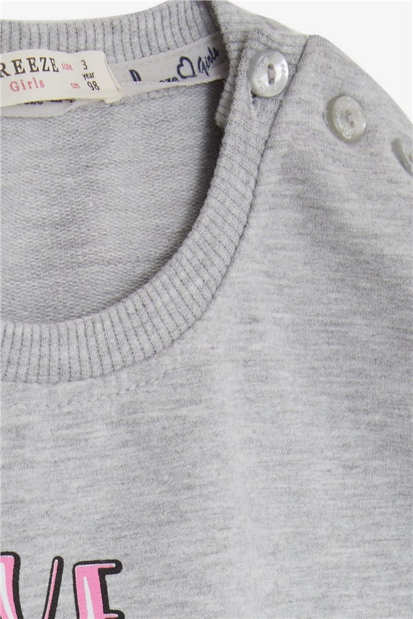 Baby Girl Sweatshirt Unicorn Print Grey Melange (2 Years)