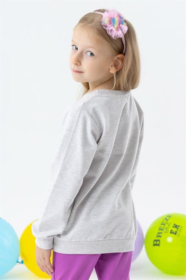 Baby Girl Sweatshirt Unicorn Print Grey Melange (2 Years)