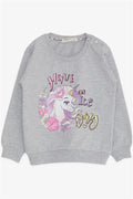 Baby Girl Sweatshirt Unicorn Print Grey Melange (2 Years)