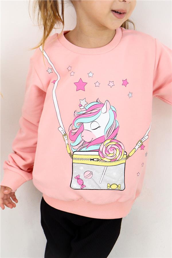 Baby Girl Sweatshirt Unicorn Salmon (2 Years)