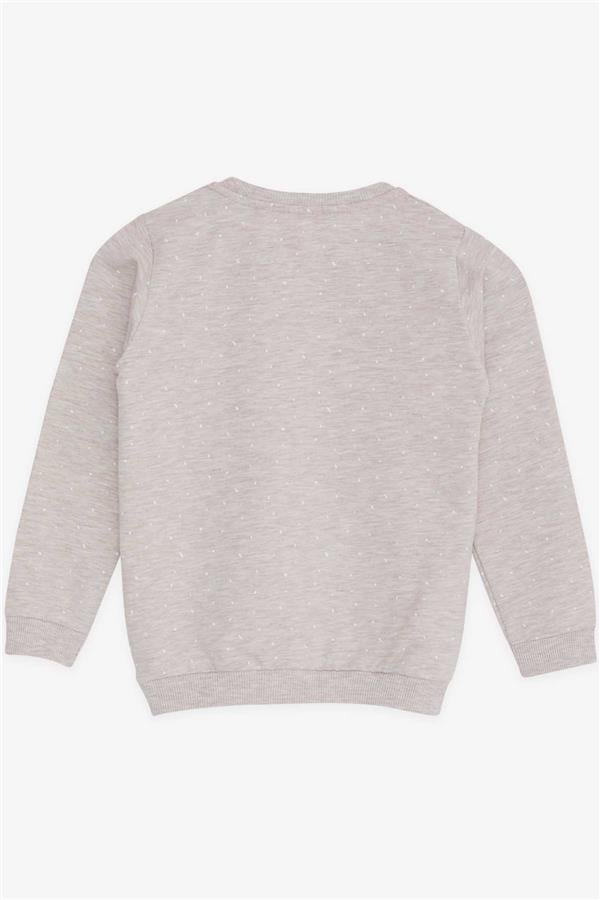Girls' Sweatshirt with Printed Text, Beige Melange (3-4 Years)
