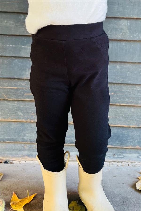 Girls' Leggings with Back Pockets, Black (Ages 2-3)