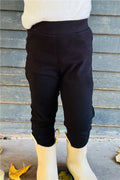 Girls' Leggings with Back Pockets, Black (Ages 2-3)
